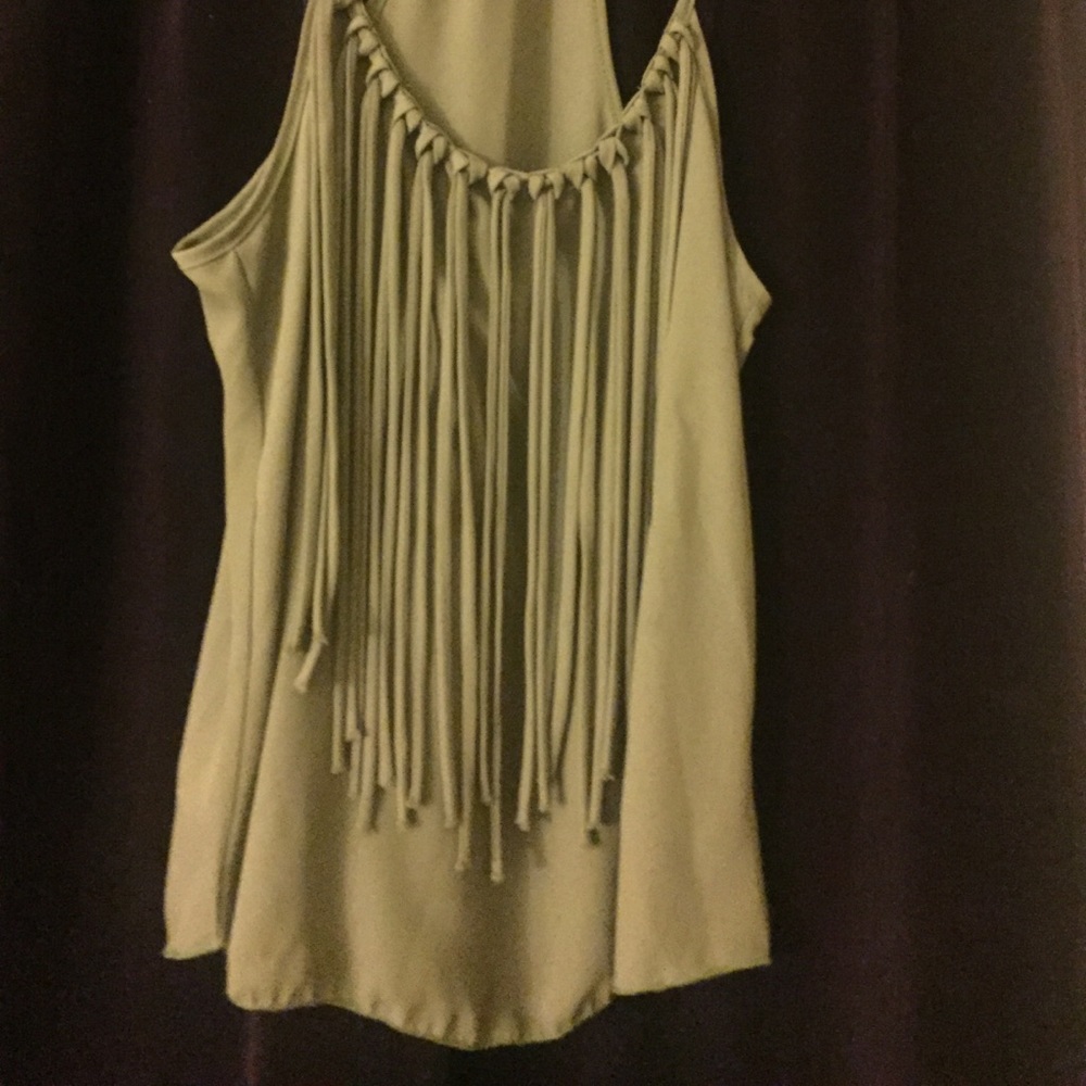 olive green tassel tank